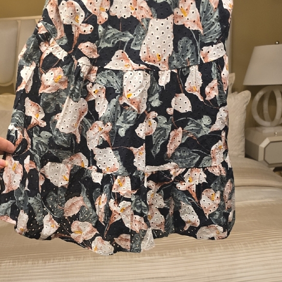 Express Black and Pink Cotton Floral Mini Dress - Picture 5 of 16